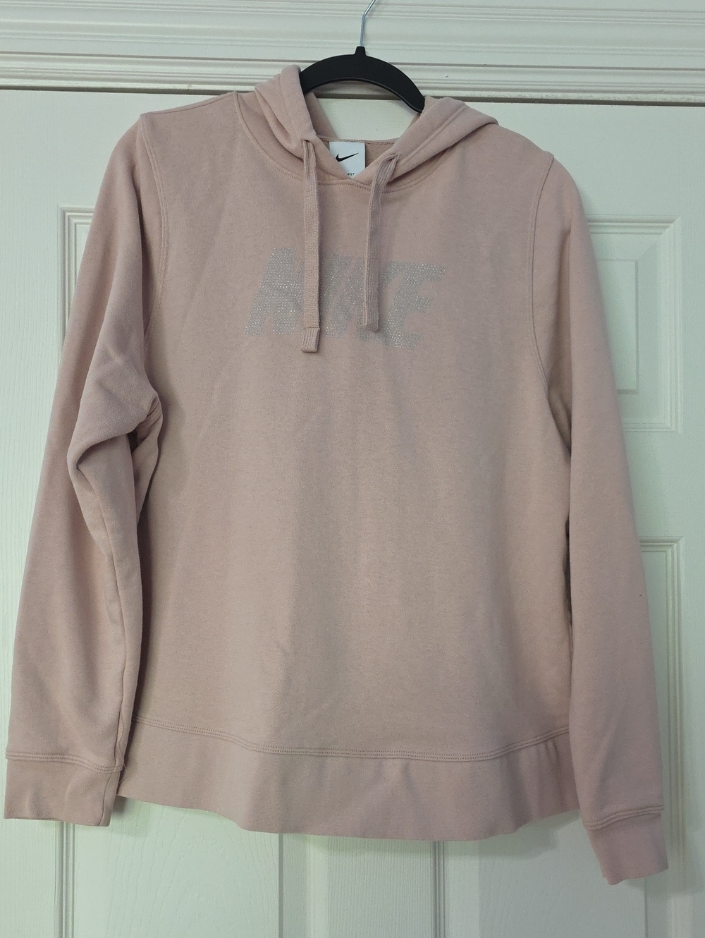 Nike Women's Pink Hooded Sweatshirt with Rhinestone Logo